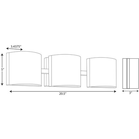 Progress Lighting Arch LED Collection Brushed Nickel Three-Light LED Bath P300291-009-30